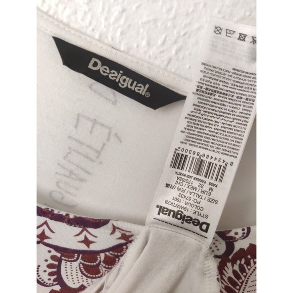 Desigual Kassandra White & Red Floral Asymmetrical Long Sleeve Blouse Size M - Picture 8 of 8